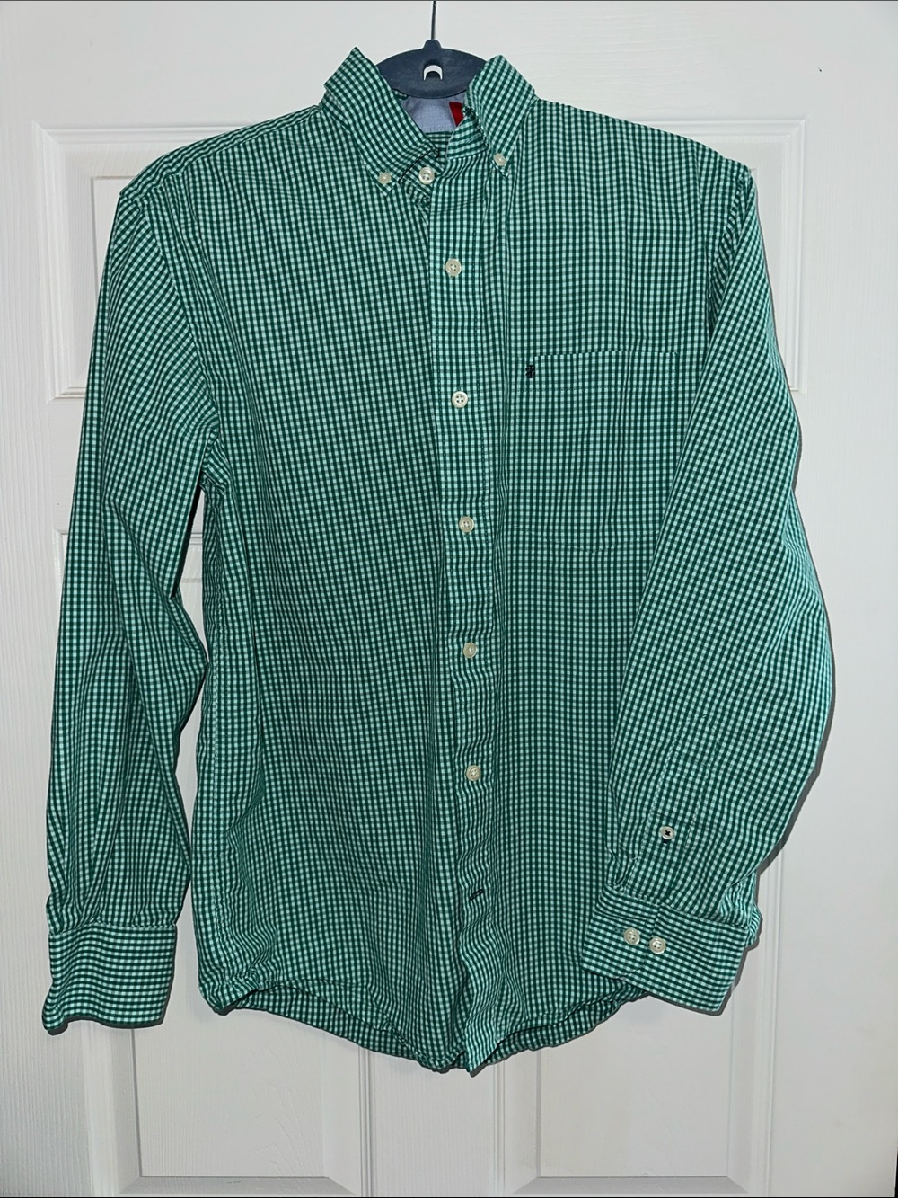 Izod Green Gingham Button-Down Shirt